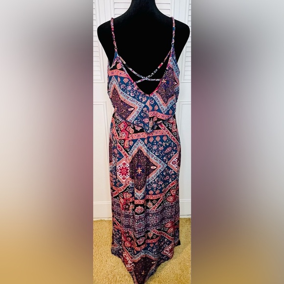 American Eagle boho spaghetti strap flowy maxi dress. Multi color. Small. EUC - Picture 5 of 8